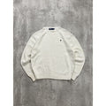 Vintage 90s Polo Ralph Lauren Embroidered Pony White Knit Sweater Size Large