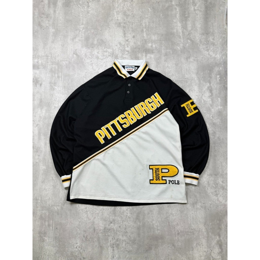 Vintage Southpole Pittsburgh Embroidered Spellout Collared Jersey Size XL