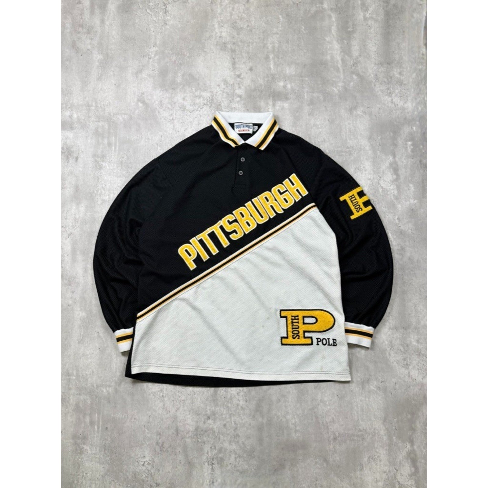 Vintage Southpole Pittsburgh Embroidered Spellout Collared Jersey Size XL