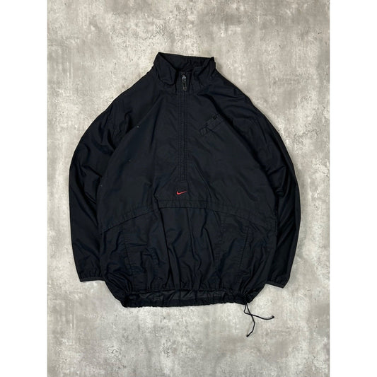 Vintage Nike Embroidered Middle Swoosh Windbreaker Jacket Size Medium Black