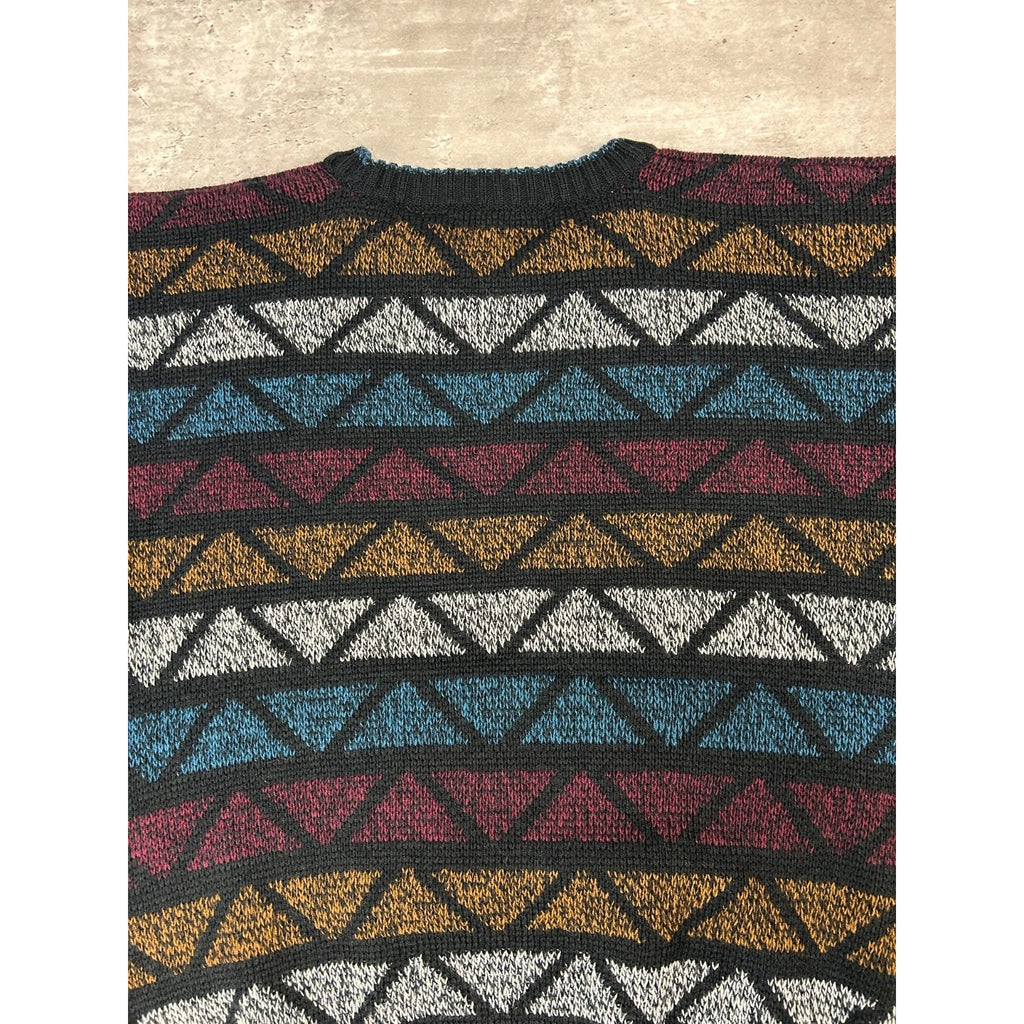 Vintage 90s Michael Gerard Diamond Striped Knit Sweater Size Large