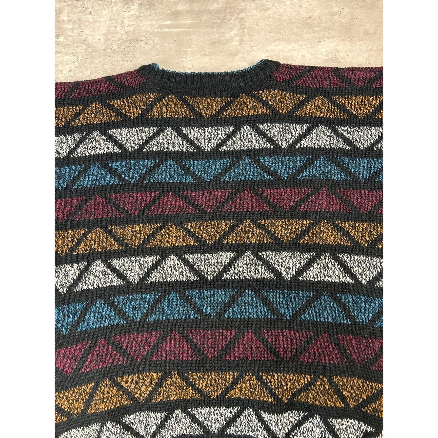 Vintage 90s Michael Gerard Diamond Striped Knit Sweater Size Large