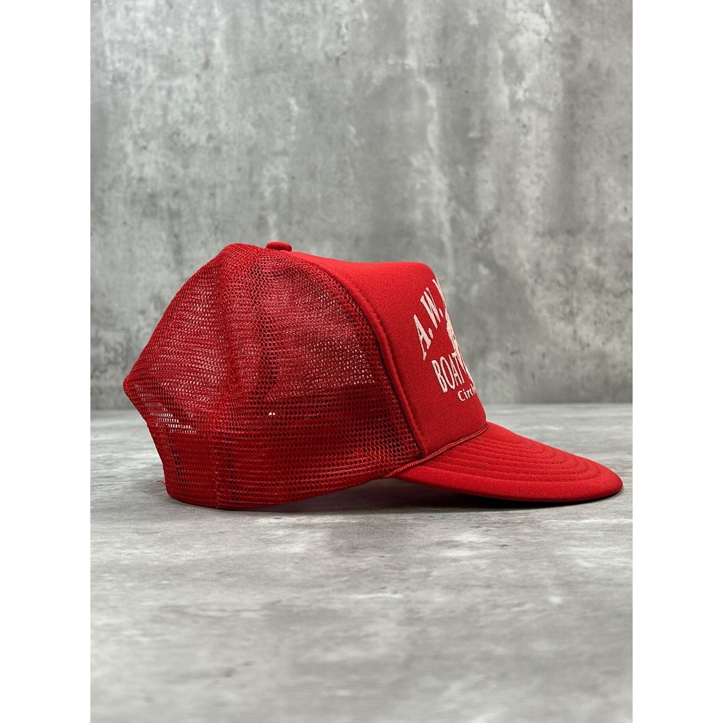 Vintage 90s A.W. Marion Boat Rentals Graphic Trucker Snapback Hat OSFA