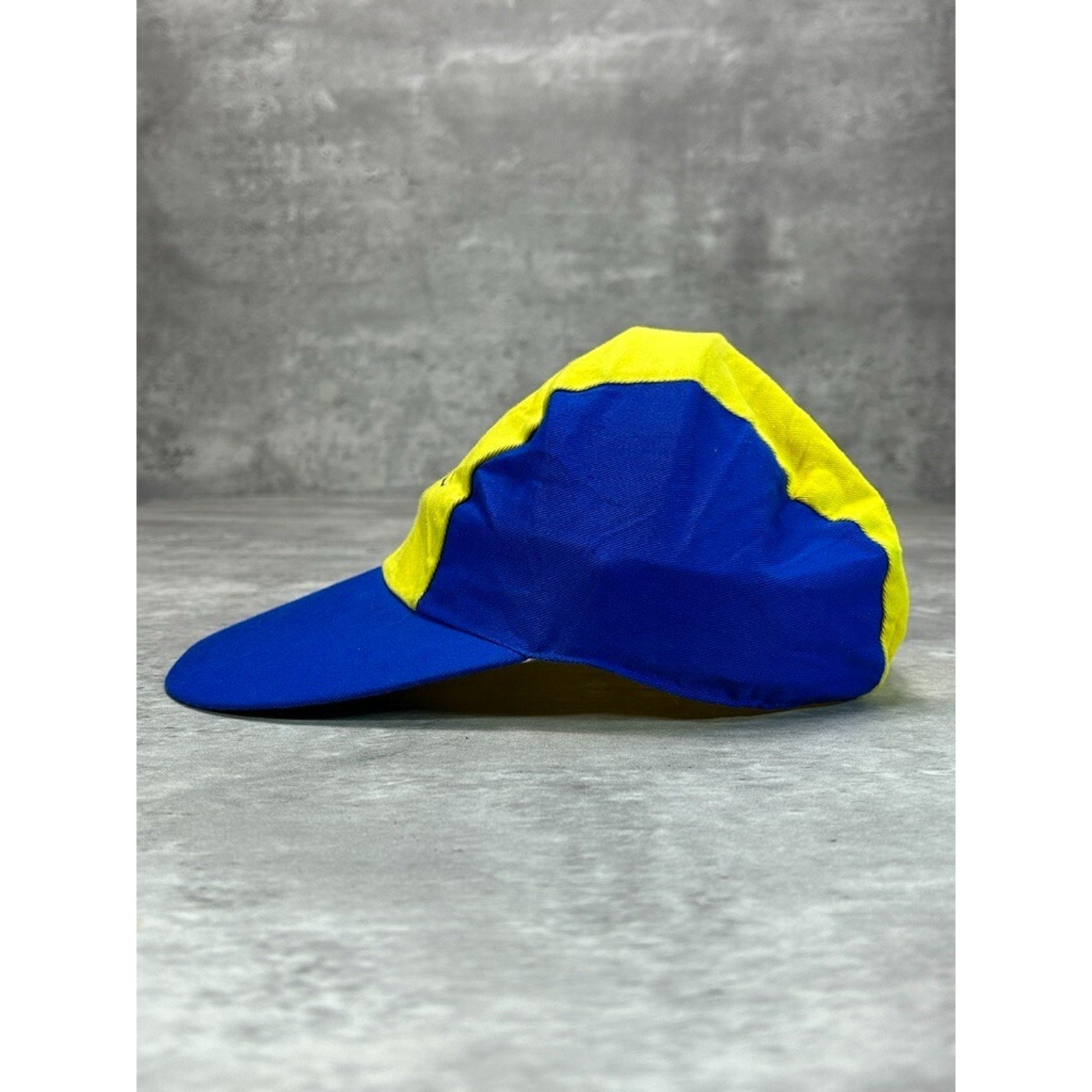 Vintage 90s Guess Waterpro Three Panel Spellout Hat OSFA Yellow/Blue