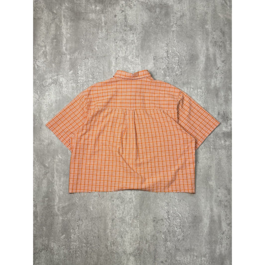 Vintage Chaps Ralph Lauren Plaid Print Reworked Cropped Button Up Shirt Sz Large