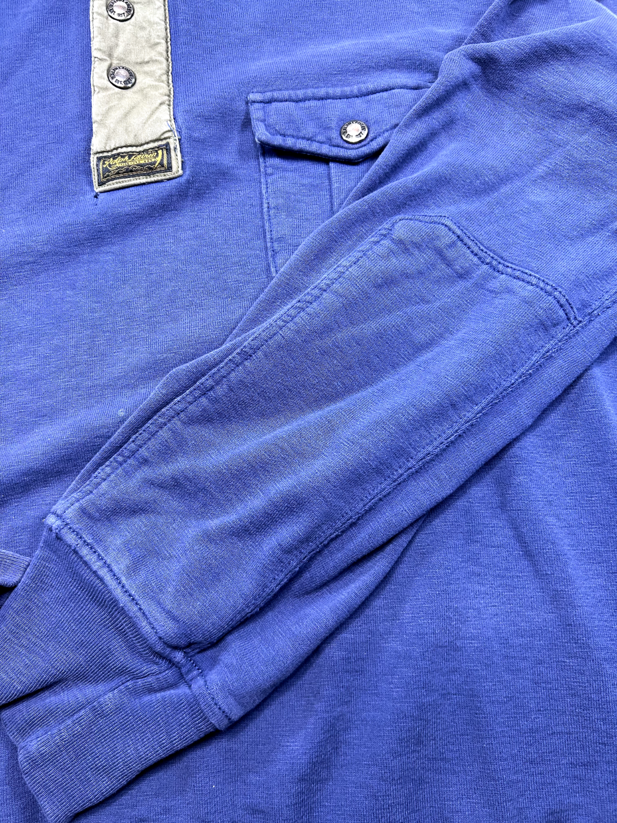 Vintage 90s Polo Ralph Lauren 1/4 Zip Pocket Sweatshirt Size XL Blue