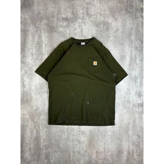 Vintage Carhartt Embroidered Patch Pocket Workwear T-Shirt Size Large