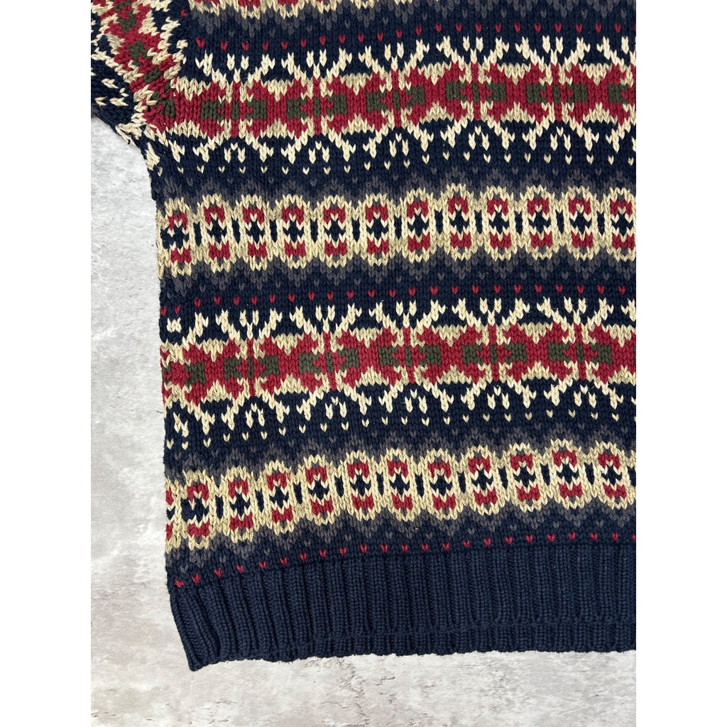 Vintage Eddie Bauer Abstract Striped Pullover Knit Sweater Size XL