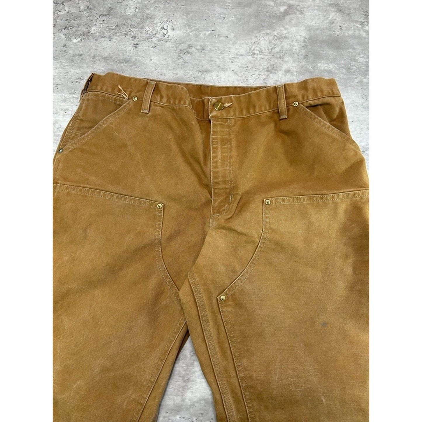 Vintage 90s Carhartt Canvas Workwear Carpenter Double Knee Pants Size 37