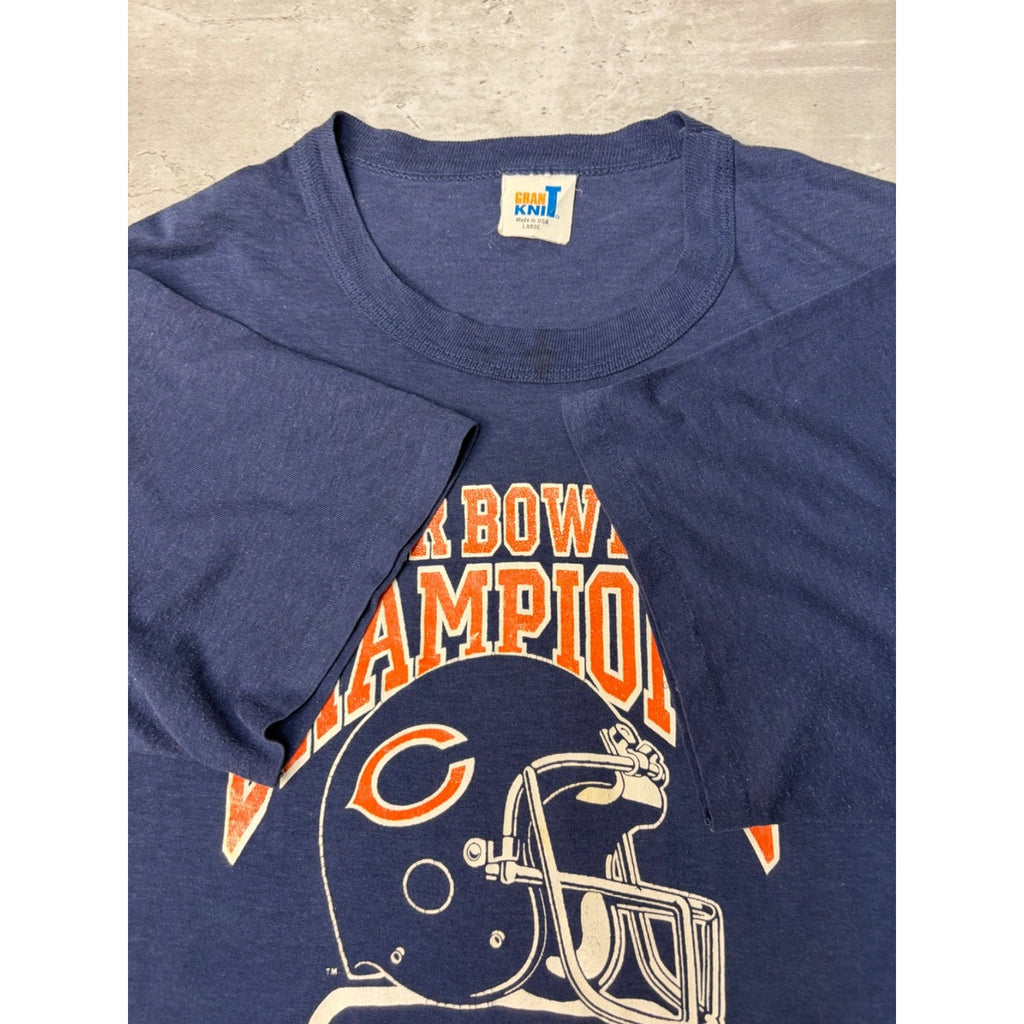 Vintage 1985 Chicago Bears NFL Super Bowl XX Champs Helmet T-Shirt Size Large