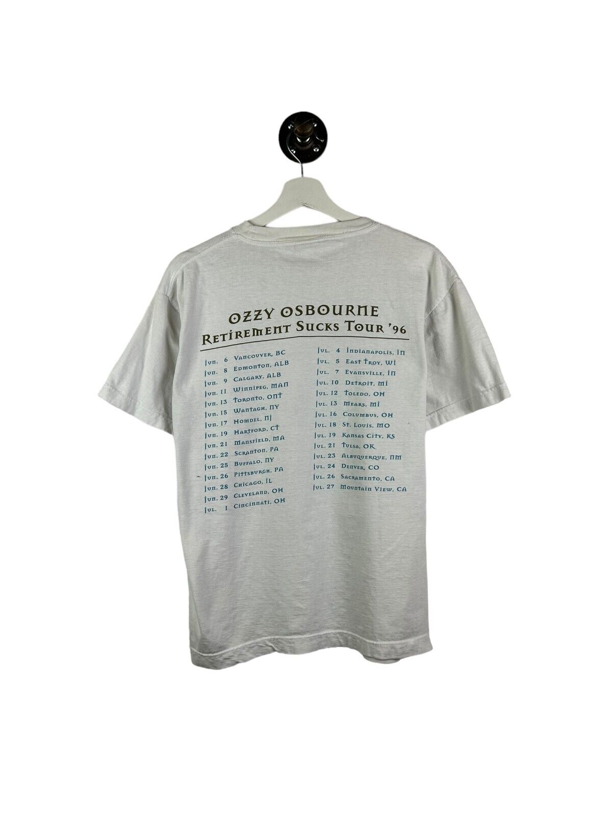 Vintage 1996 Ozzy Osbourne Retirement Sucks Tour Music Graphic T-Shirt Sz Large