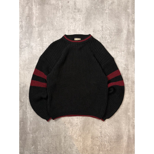 Vintage 90s Striped Sleeve Pullover Ribbed Knit Sweater Size Medium