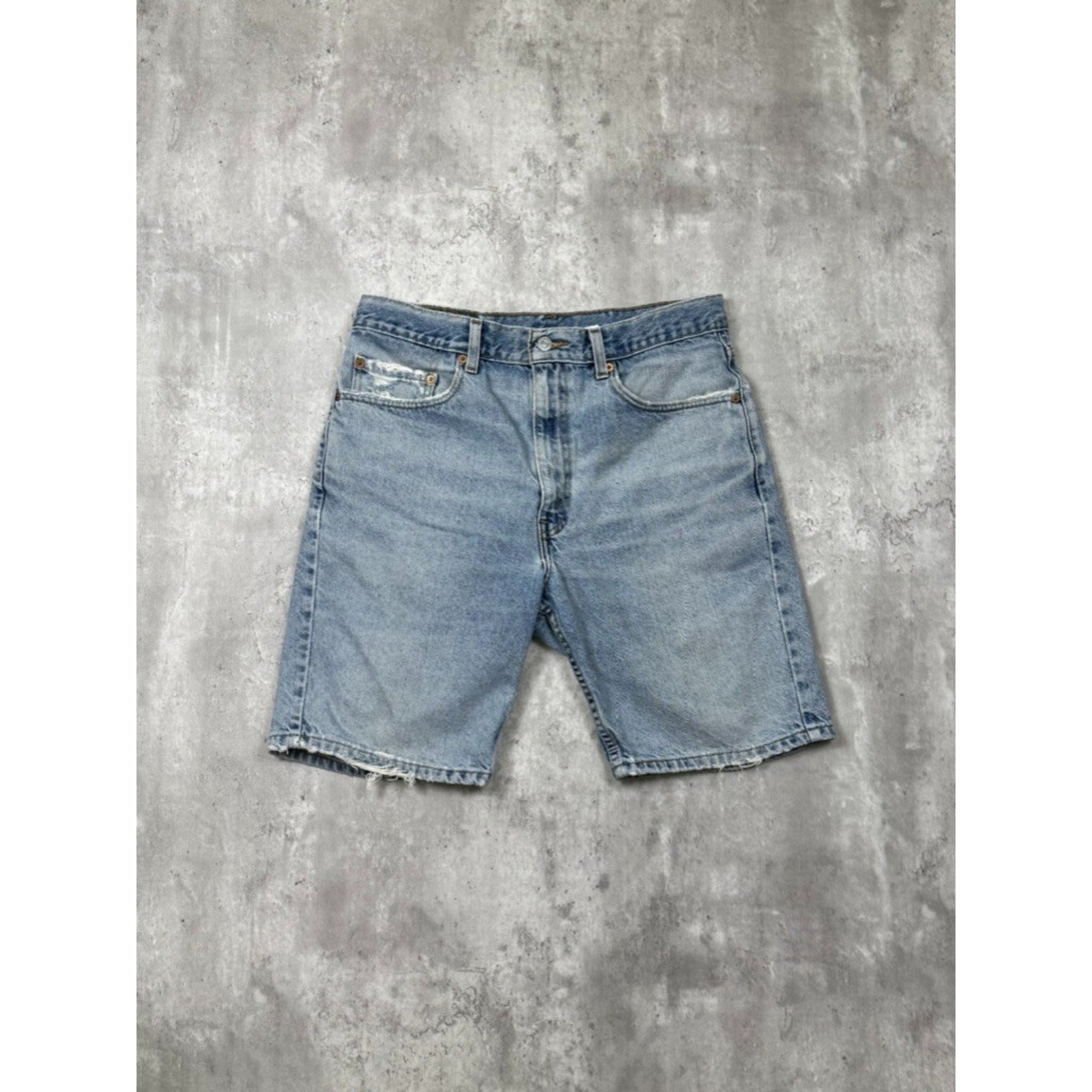 Vintage 90s Levis 505 Red Tab Regular Fit Light Wash Denim Shorts Size 33