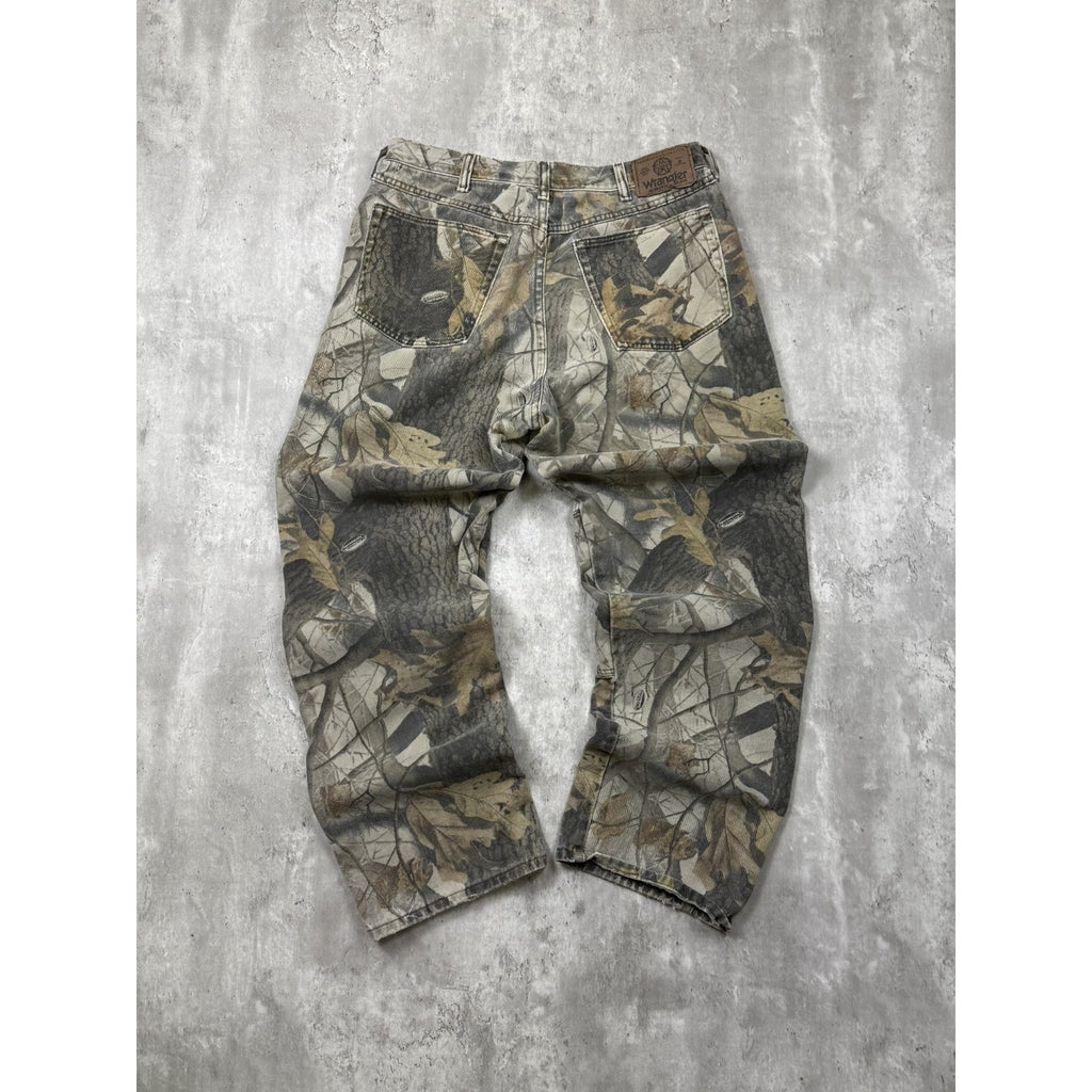 Vintage Wrangler Realtree Hardwoods Camo Double Knee Hunting Pants Size 32