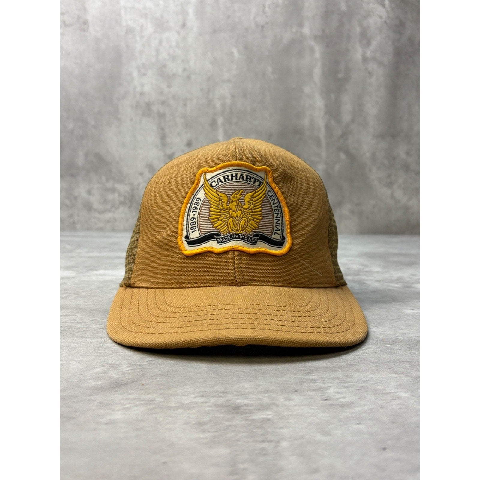 Vintage 1989 Carhartt Centennial Embroidered Patch Trucker Snapback Hat OSFA