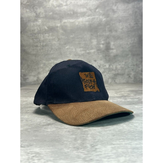 Vintage 90s Will Golf 4 Food Embroidered Comedy Slogan Strapback Hat OSFA