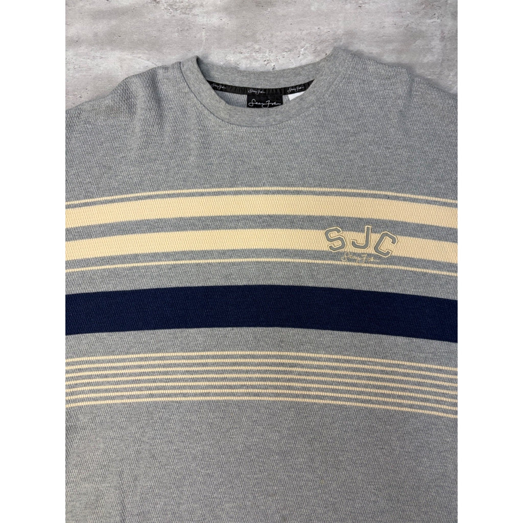 Vintage Y2K Sean John Embroidered Logo Striped Pullover Knit Sweater Size 2XL