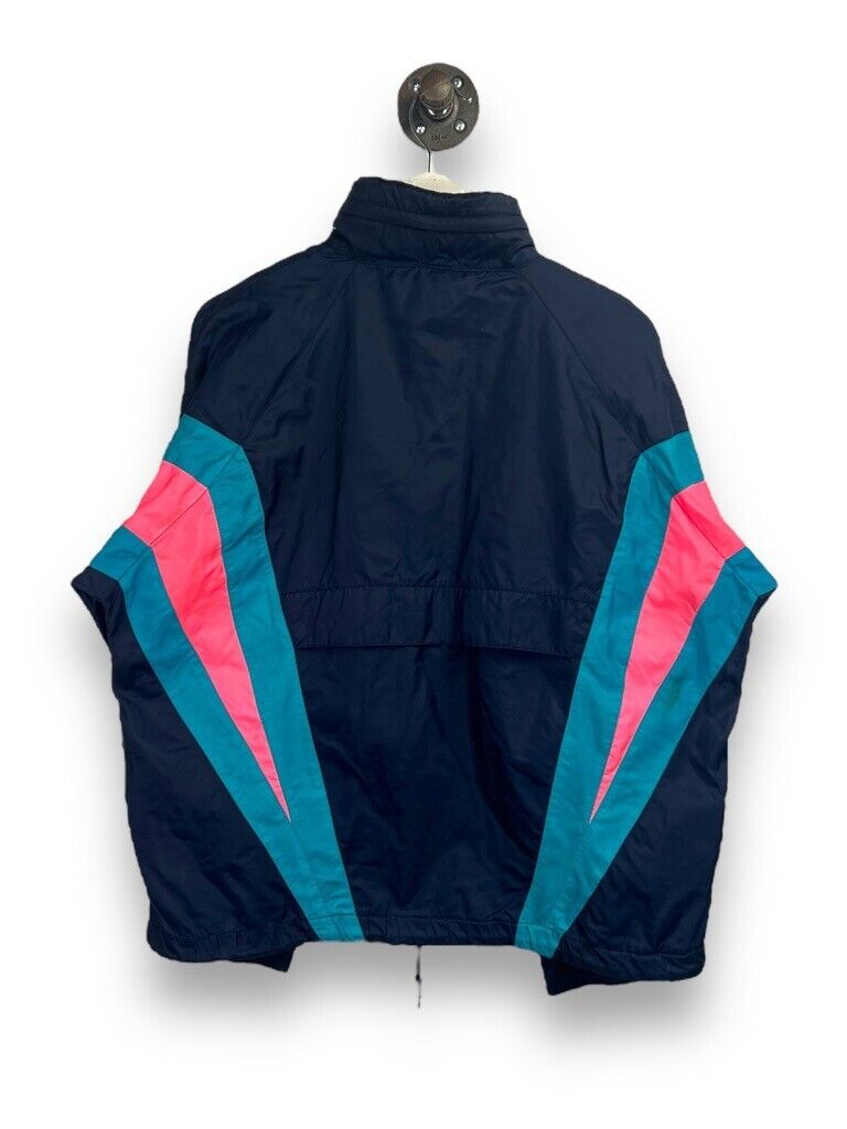 VTG 80s Adidas Embroidered Trefoil Nylon Full Zip Windbreaker Jacket Sz Large