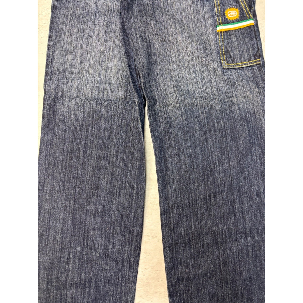 Vintage Y2K Womens Ecko Unlimited Scribble Spellout Dark Wash Denim Pants 28x29