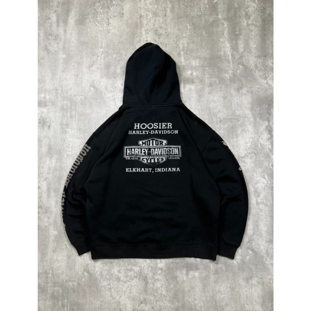Vintage Harley Davidson Skull Bandana Graphic Hooded Sweatshirt Size Large