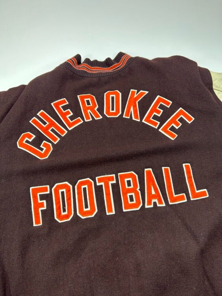 Vintage 90s Cherokee Football Embroidered Wool Varsity Jacket Size 2XL