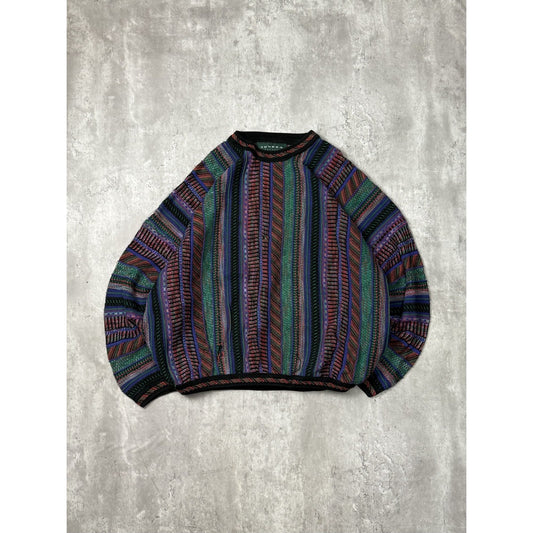 Vintage 90s Tundra Abstract 3D Print Pullover Ribbed Knit Sweater Size 4XL