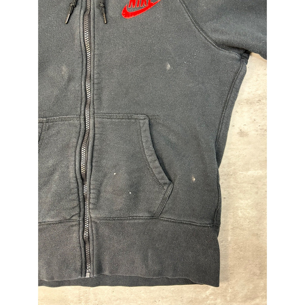 Vintage Women's Nike Graphic Swoosh Logo Full Zip Hooded Sweatshirt Size Large