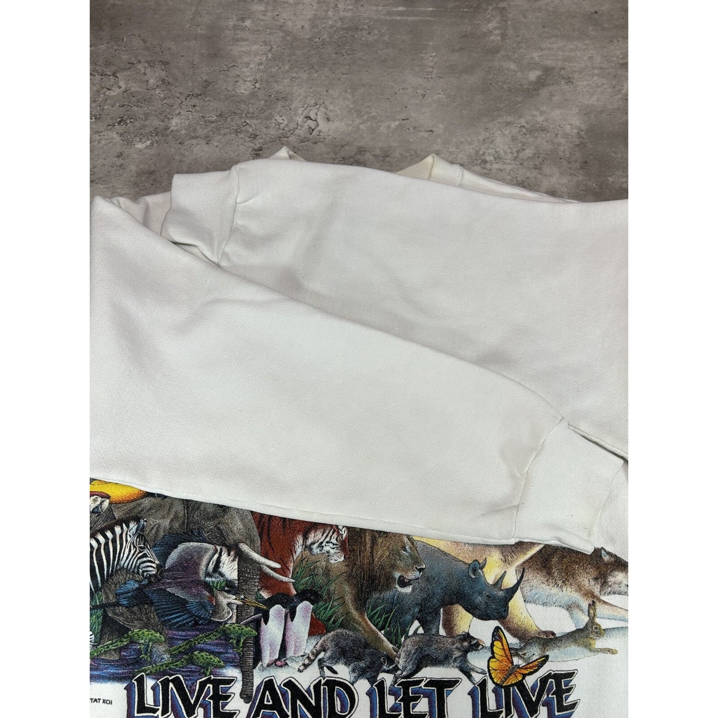 Vintage 90s Live And Let Live Nature Animal Graphic Sweatshirt Size Large