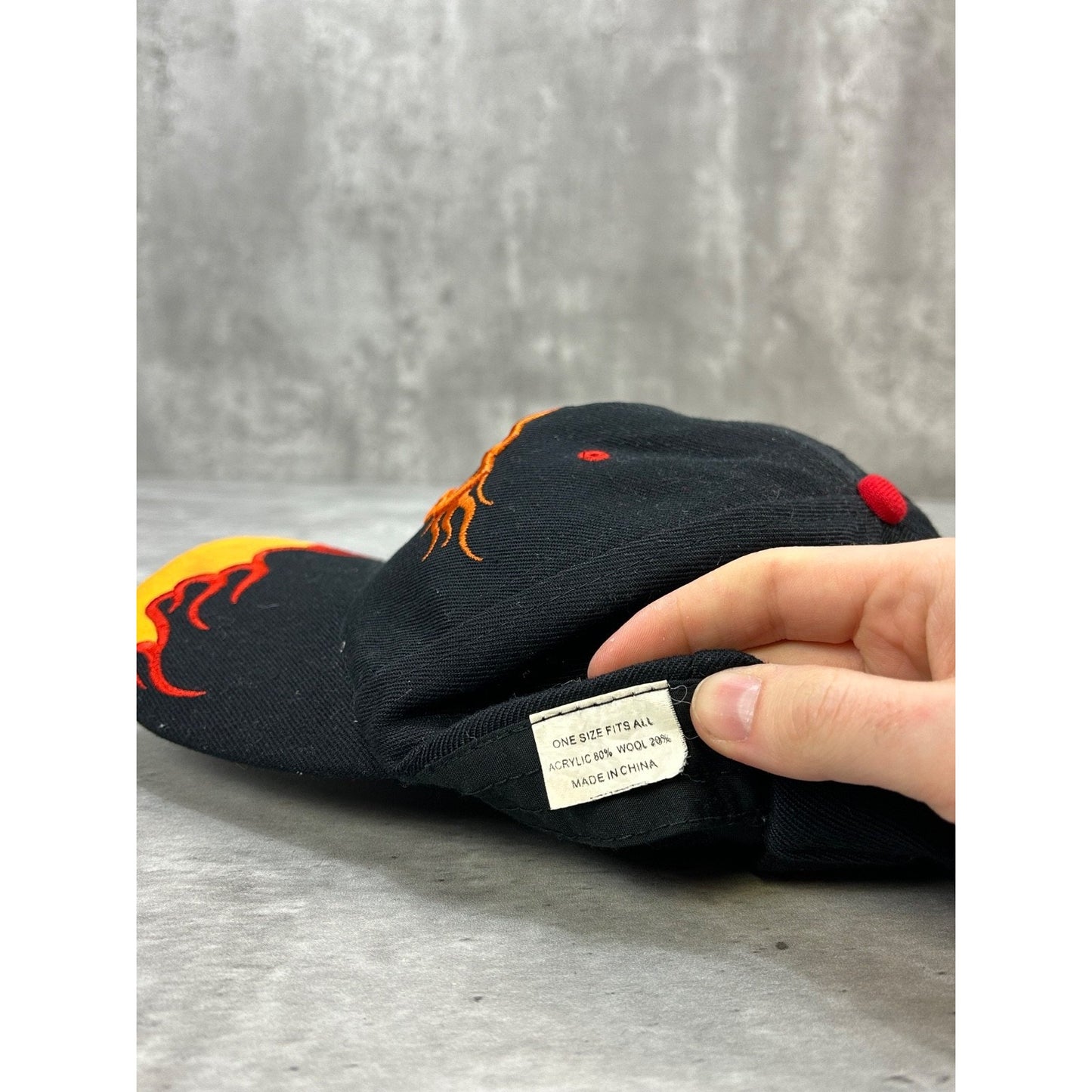 Vintage 2000s Harley Davidson Embroidered Flame Logo Strapback Hat OSFA