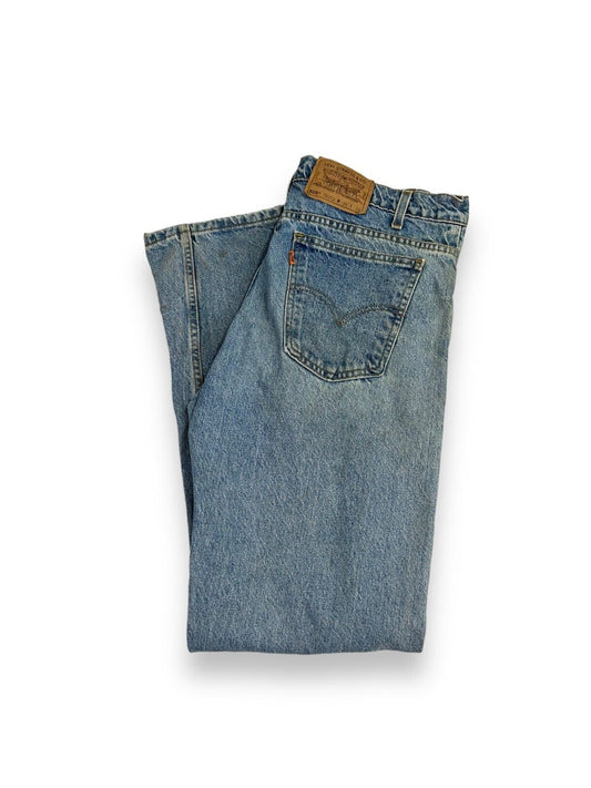 Vintage 90s Levi's 505 Orange Tab Straight Leg Light Wash Denim Pants Size 34