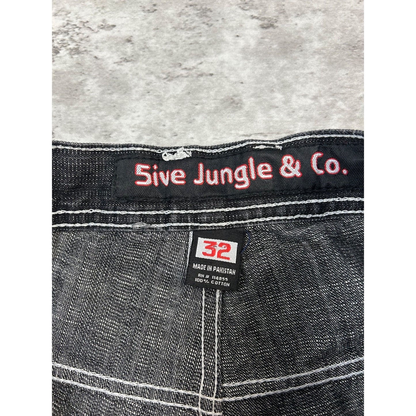 Vintage Y2K 5ive Jungle Black Wash Denim Embroidered Pocket Pants Size 33