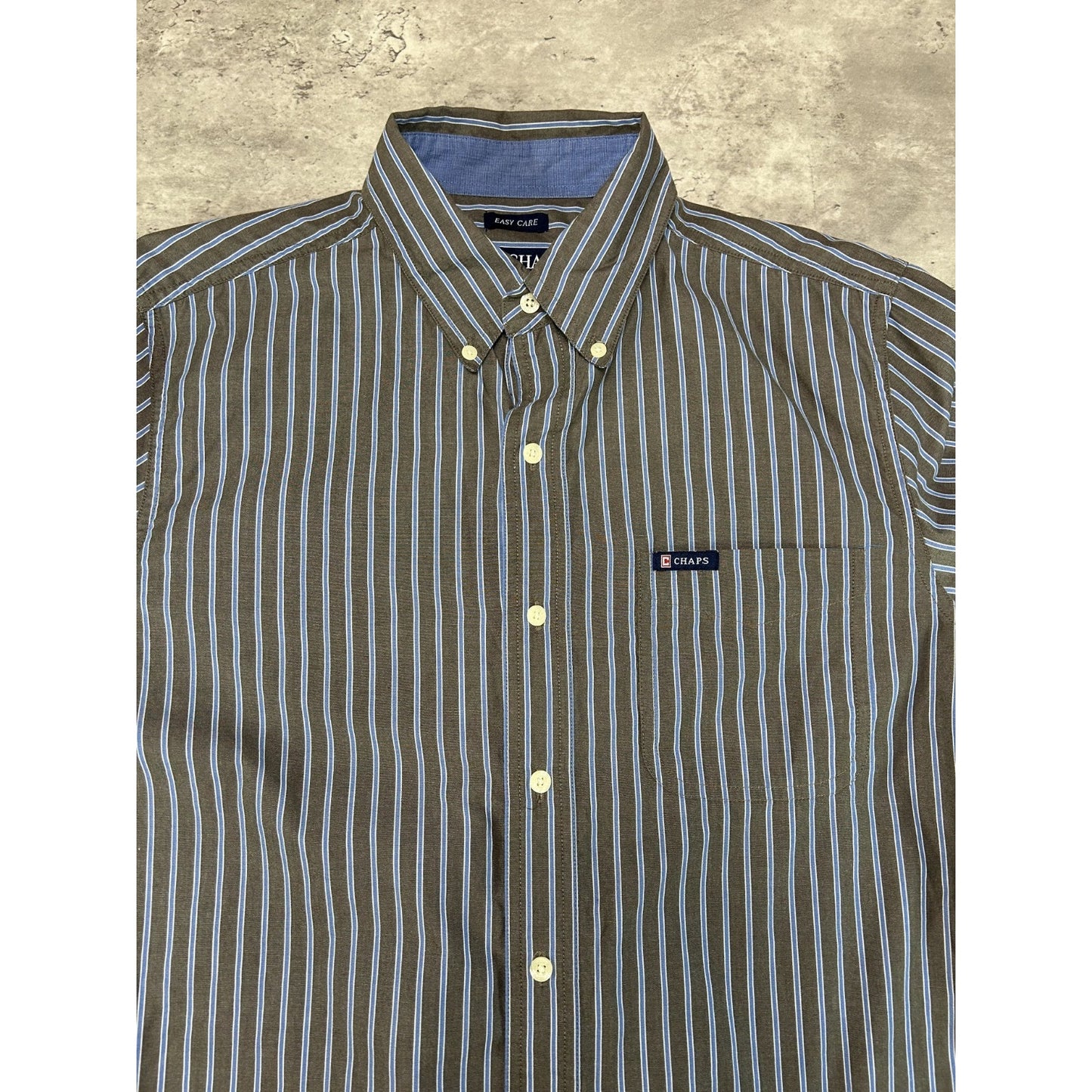 Vintage Chaps Striped Print Long Sleeve Reworked Cropped Button Up Shirt Medium