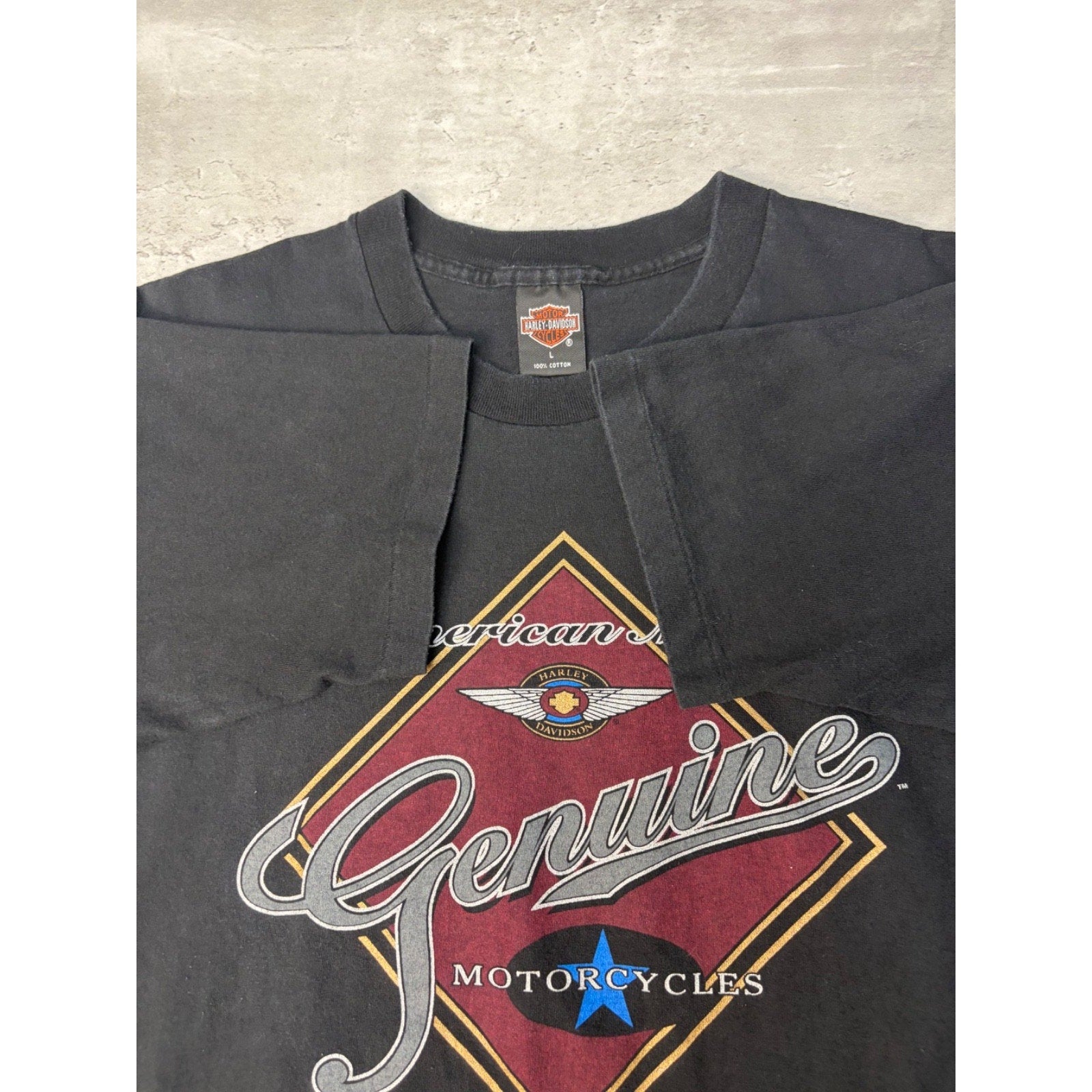 1996 Harley Davidson Genuine Motorcycles Spellout Graphic T-Shirt Size Large
