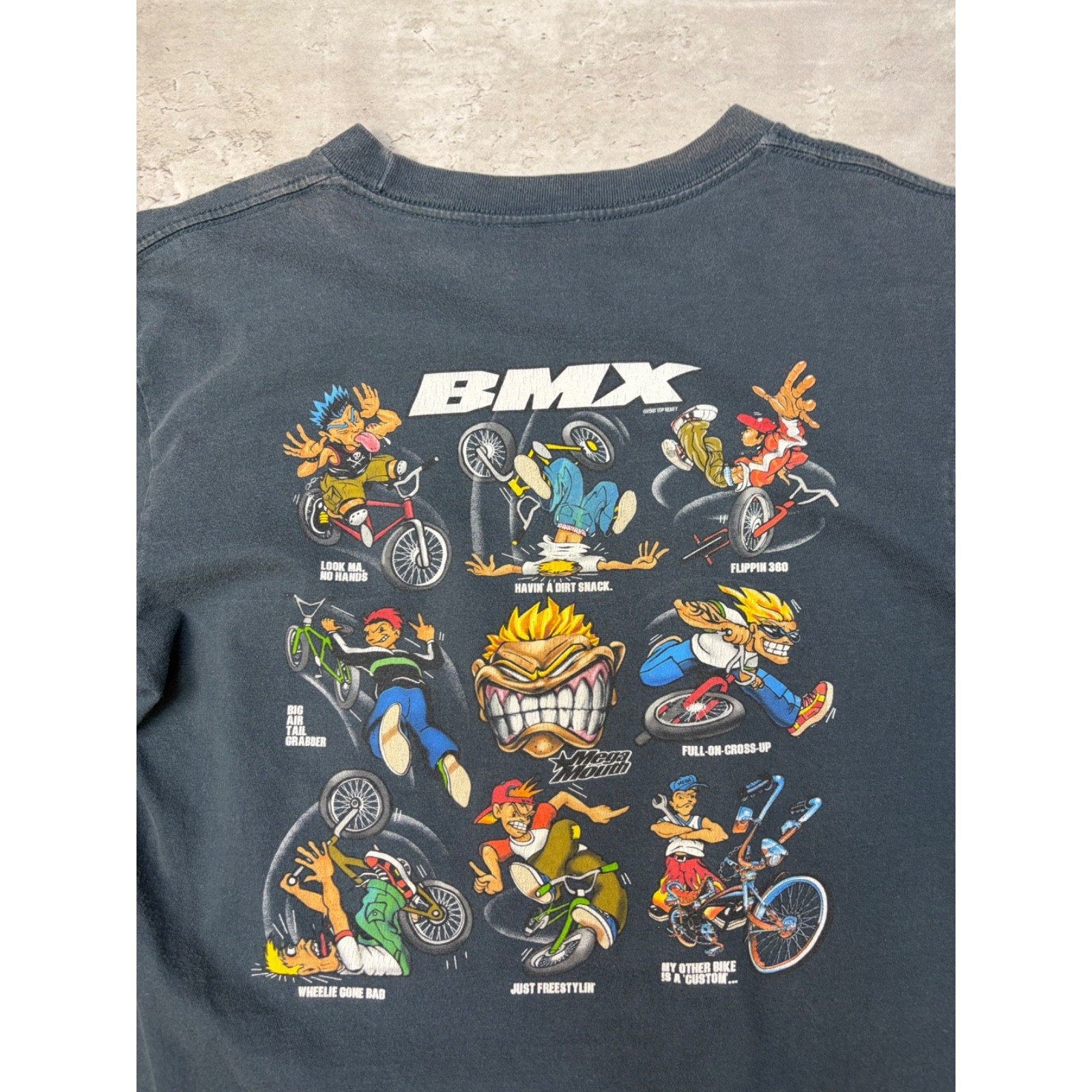 Vintage 2001 BMX Character Roster Graphic Long Sleeve T-Shirt Size XL YOUTH