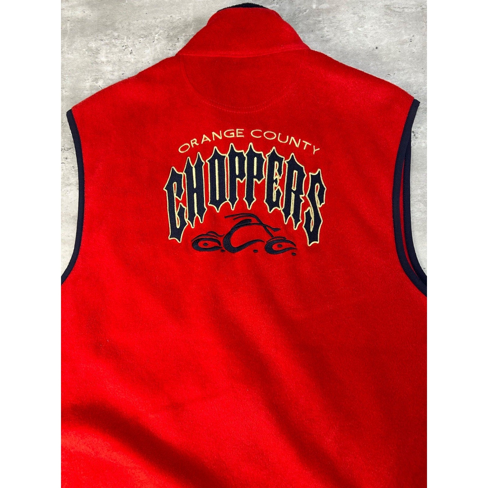 Vintage Orange County Choppers Embroidered Logo Fleece Sweatshirt Vest Sz Large