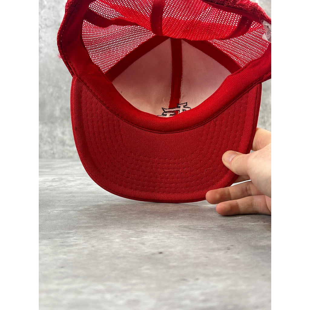 Vintage 80s St Louis Cardinals MLB Embroidered Logo Trucker Snapback Hat OSFA
