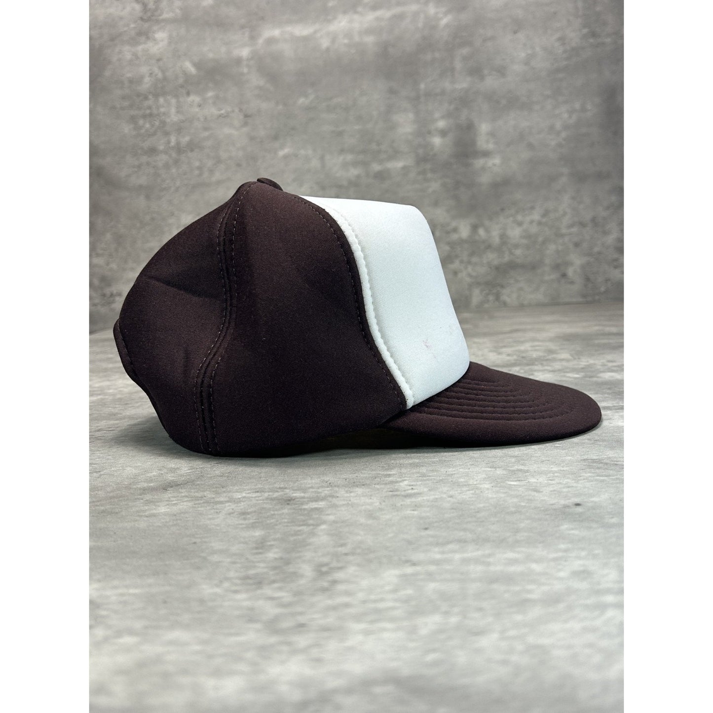 Vintage 80s/90s Classic Blank Foam Two Tone Snapback Hat OSFA White/Brown