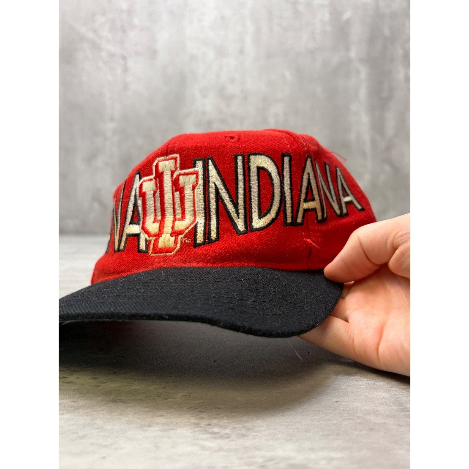 Vintage Indiana Hoosiers NCAA Wraparound Spellout Snapback Hat OSFA