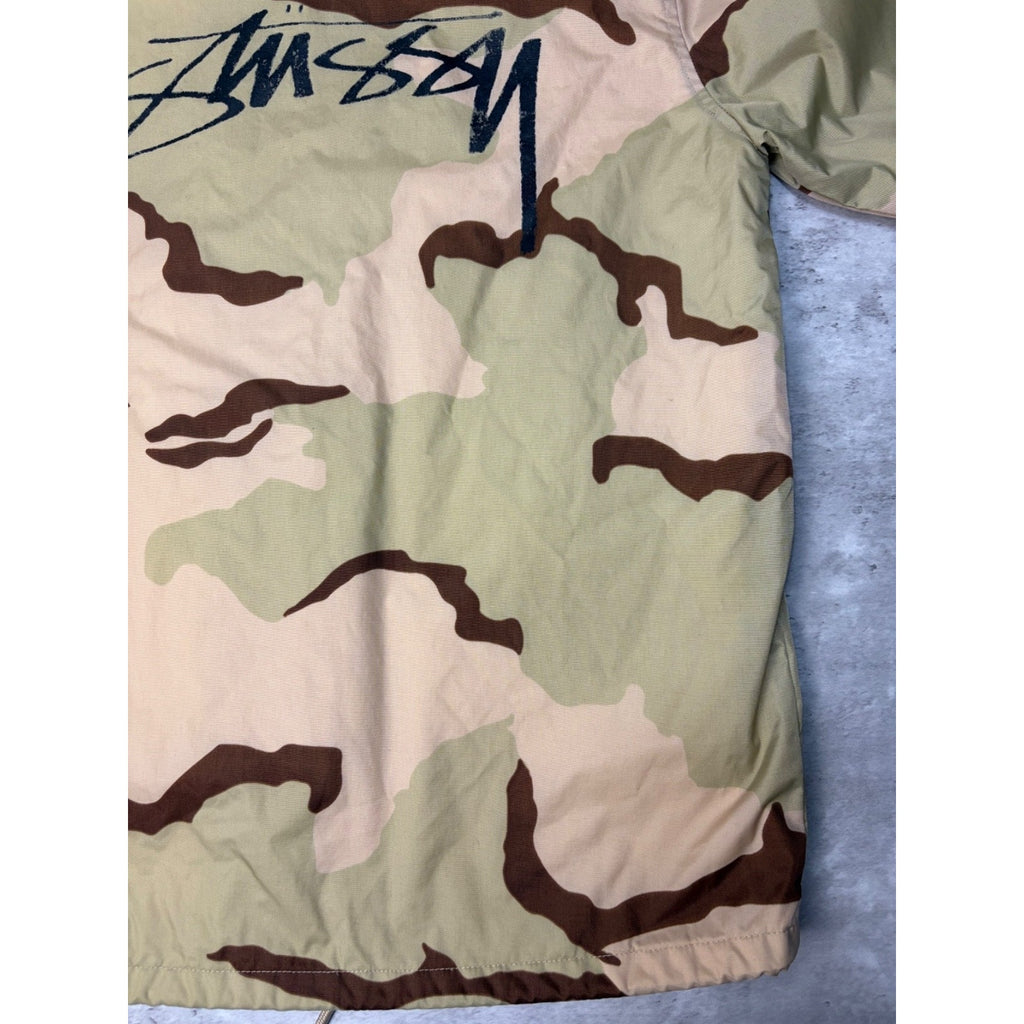 Vintage Stussy Desert Camo Graphic Spellout Coaches Jacket Size Small
