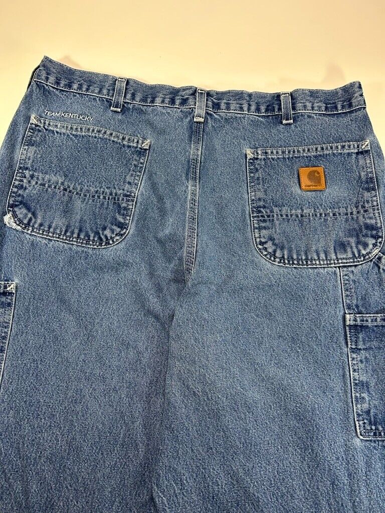 Carhartt Loose Original Fit Medium Wash Denim Workwear Carpenter Pants Size 36