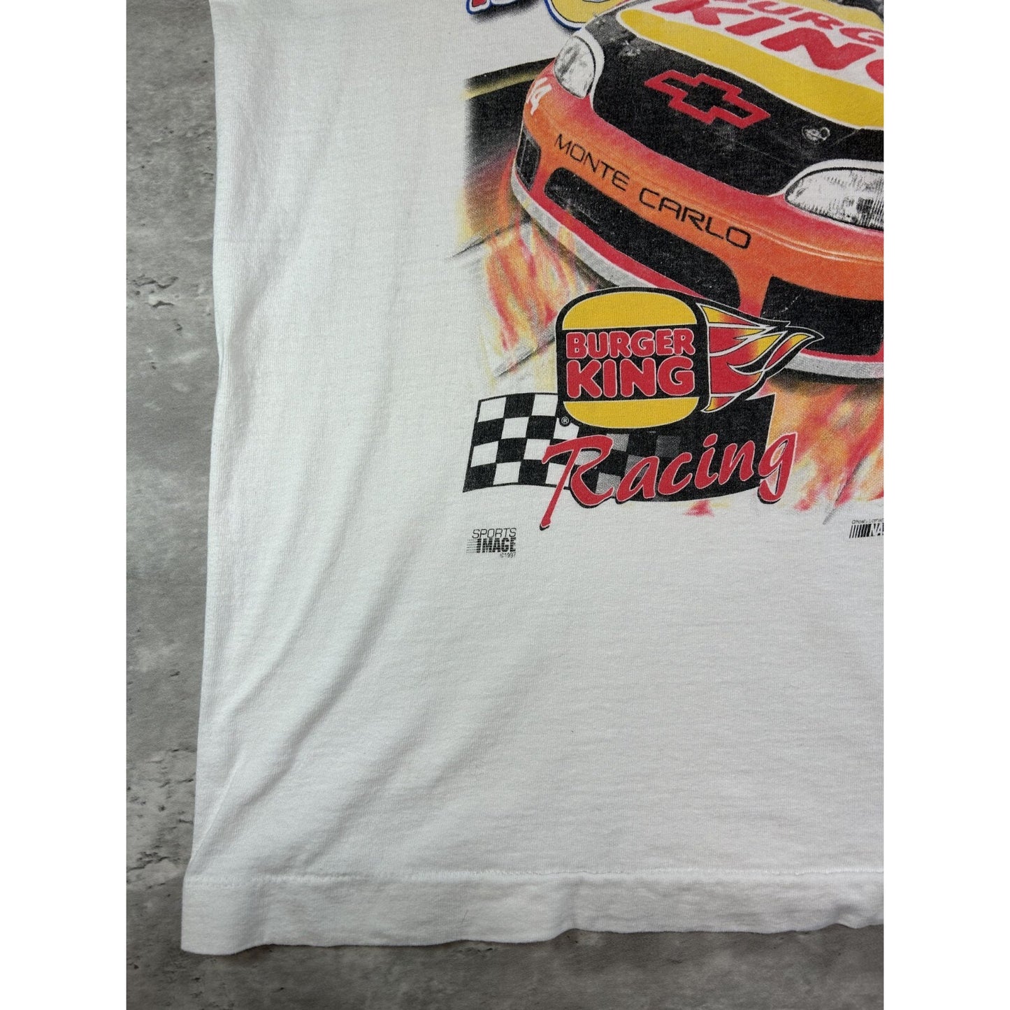 Vintage 1997 Steve Park #14 Nascar The Heat Is On Burger King T-Shirt Size Large