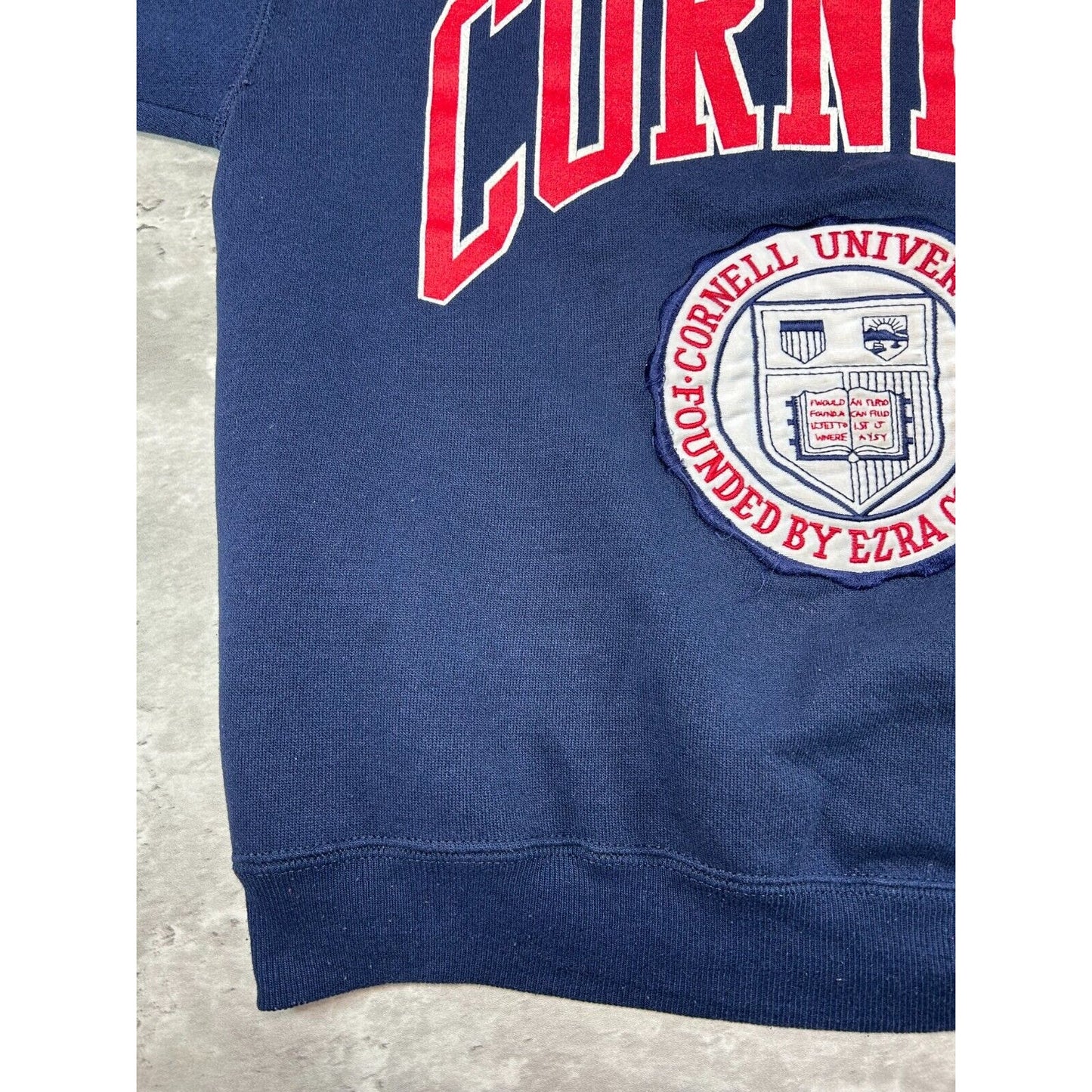 Vintage 90s Cornell University NCAA Collegiate Crest Sweatshirt Size Small Blue