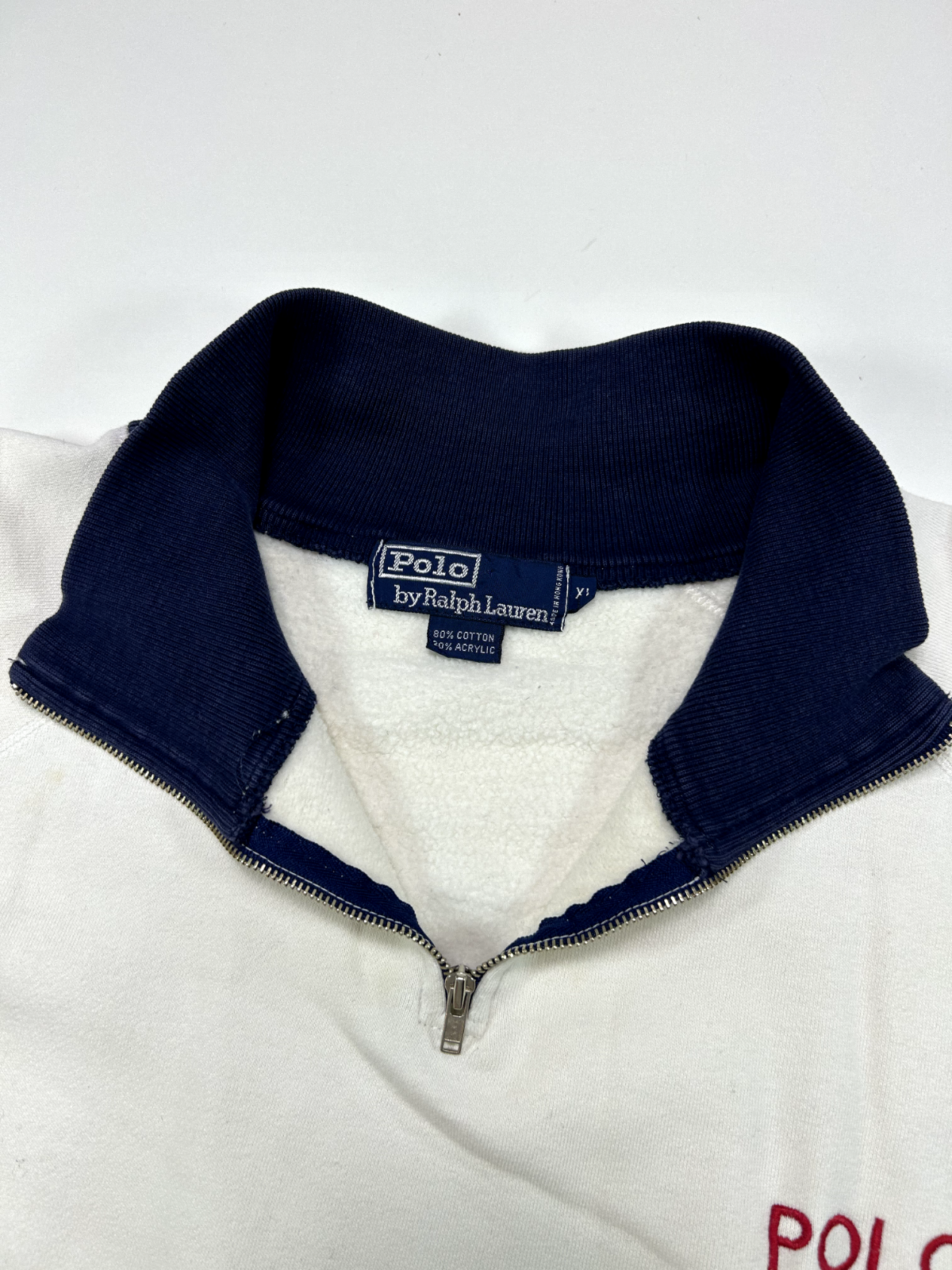 Vintage 90s Polo Ralph Lauren Embroidered Spellout 1/4 Zip Sweatshirt Size XL