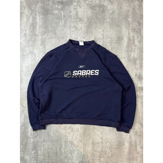 Vintage Buffalo Sabres NHL Graphic Spellout Reebok Hockey Sweatshirt Size Large