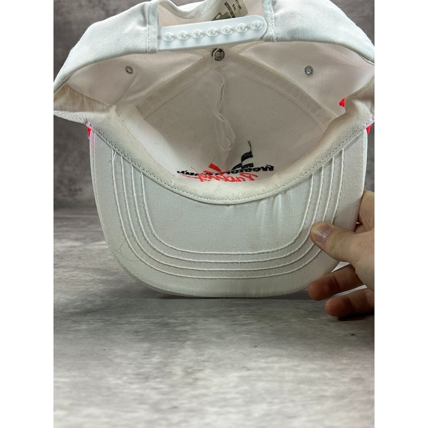 Vintage 90s Western Auto Racing Embroidered Spellout Snapback Hat OSFA White