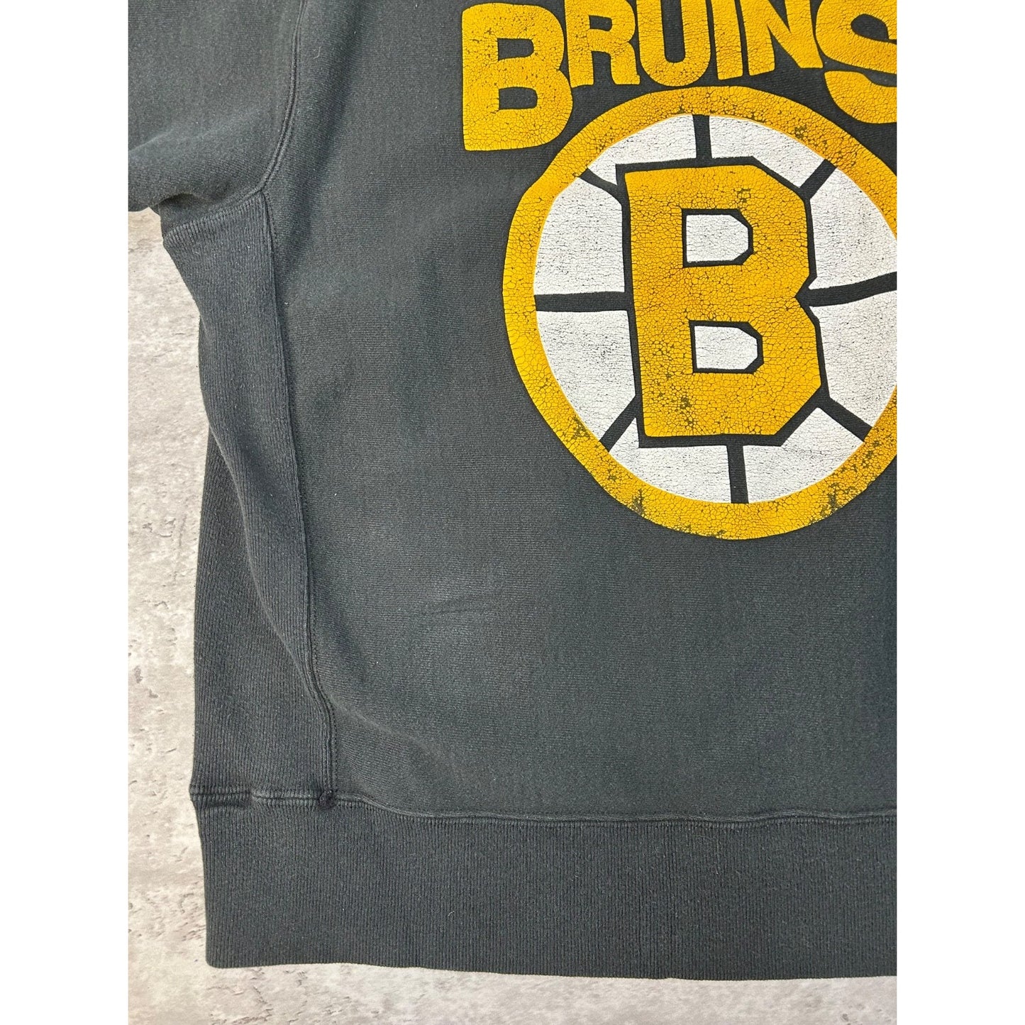 Vintage 90s Boston Bruins NHL Big Logo Spellout Hockey Sweatshirt Size Large