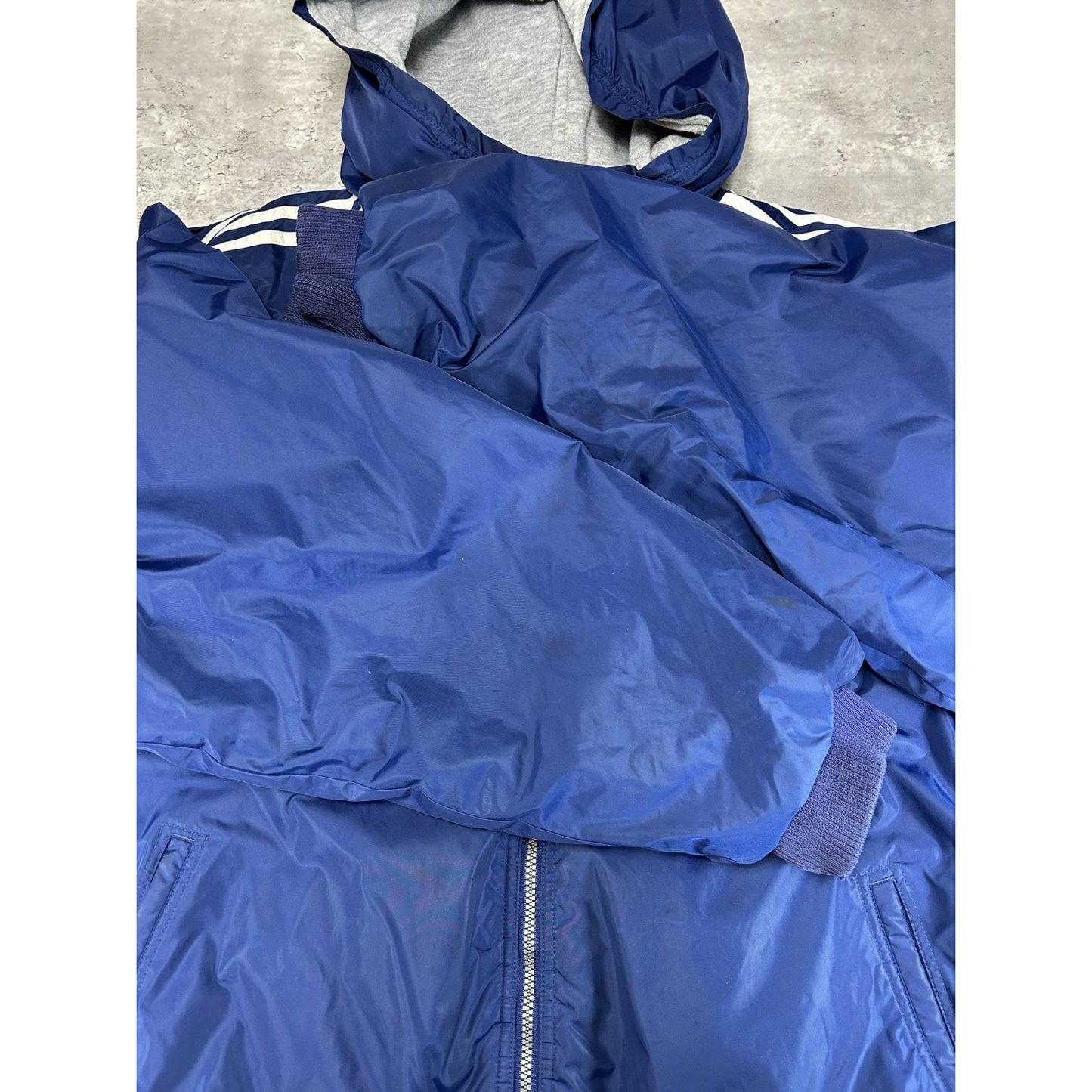 Vintage 2000s Adidas Embroidered Logo Full Zip Insulated Hooded Jacket Size 2XL