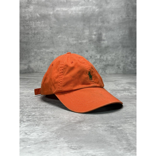 Vintage Polo Ralph Lauren Embroidered Pony Strapback Hat OSFA Orange