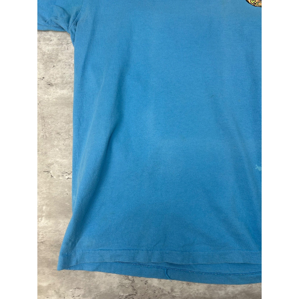 Vintage 90s O'Neill Cartoon Surfer Graphic Blue T-Shirt Size XL