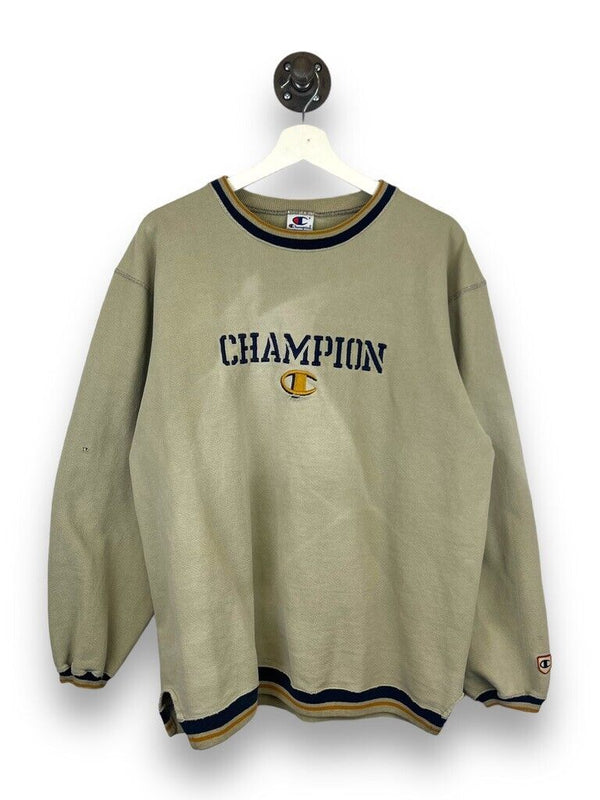 Vintage 90s Champion Embroidered Spell Out Waffle Print Sweatshirt Size Large